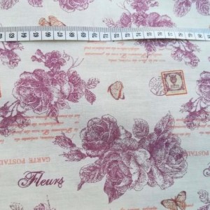 Virágos pamutvászon vintage mintájú 140cm