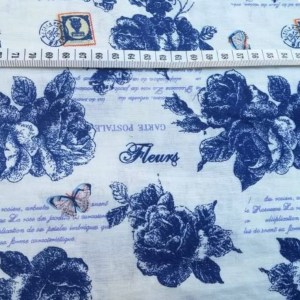 Virágos pamutvászon vintage mintájú 140cm