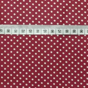 Pöttyös pamutvászon bordó alapon fehér 2 mm pötty mintájú 140cm