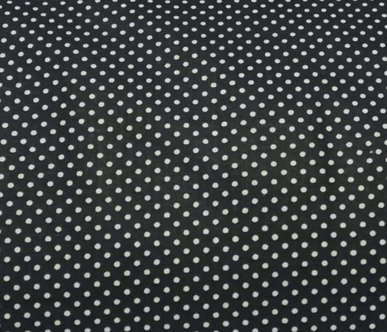 Pöttyös pamutvászon fekete alapon fehér 2 mm pötty mintájú 140cm