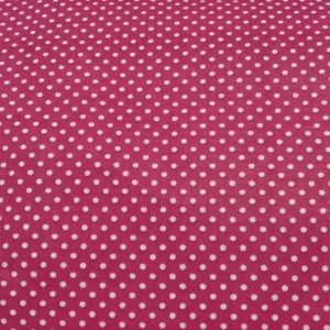 Pöttyös pamutvászon pink alapon fehér 2 mm pötty mintájú 140cm