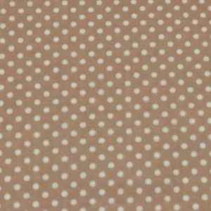 Pöttyös pamutvászon praliné alapon fehér 2 mm pötty mintájú 140cm