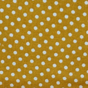 Pöttyös pamutvászon mustár alapon fehér 2 mm pötty mintájú 140cm