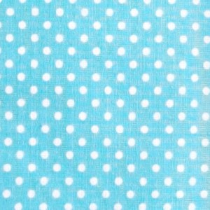 Pöttyös pamutvászon türkíz kék alapon fehér 2 mm pötty mintájú 140cm