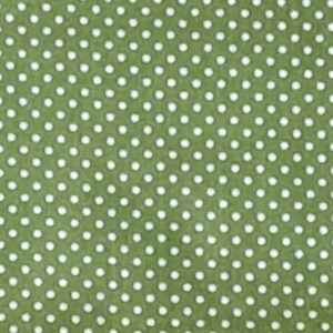 Pöttyös pamutvászon levél zöld alapon fehér 2 mm pötty mintájú 140cm