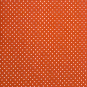 Pöttyös pamutvászon sötét narancs alapon fehér 2 mm pötty mintájú 140cm