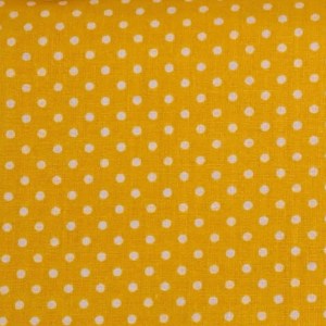 Pöttyös pamutvászon sárga alapon fehér 2 mm pötty mintájú 140cm