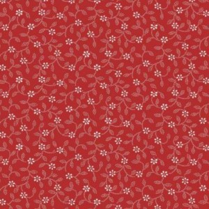 Virágos pamutvászon piros 140cm