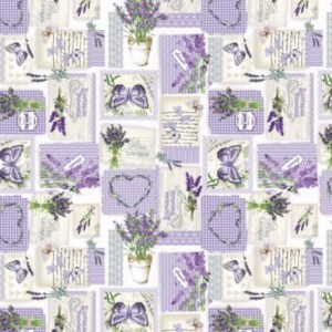 Virágos pamutvászon levendula mintás 140cm