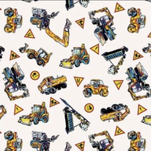 Gyerekmintás pamutvászon munkagép mintájú 140cm