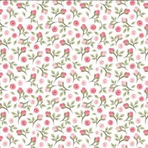 Virágos pamutvászon, rózsa mintás, rózsaszín, 140cm